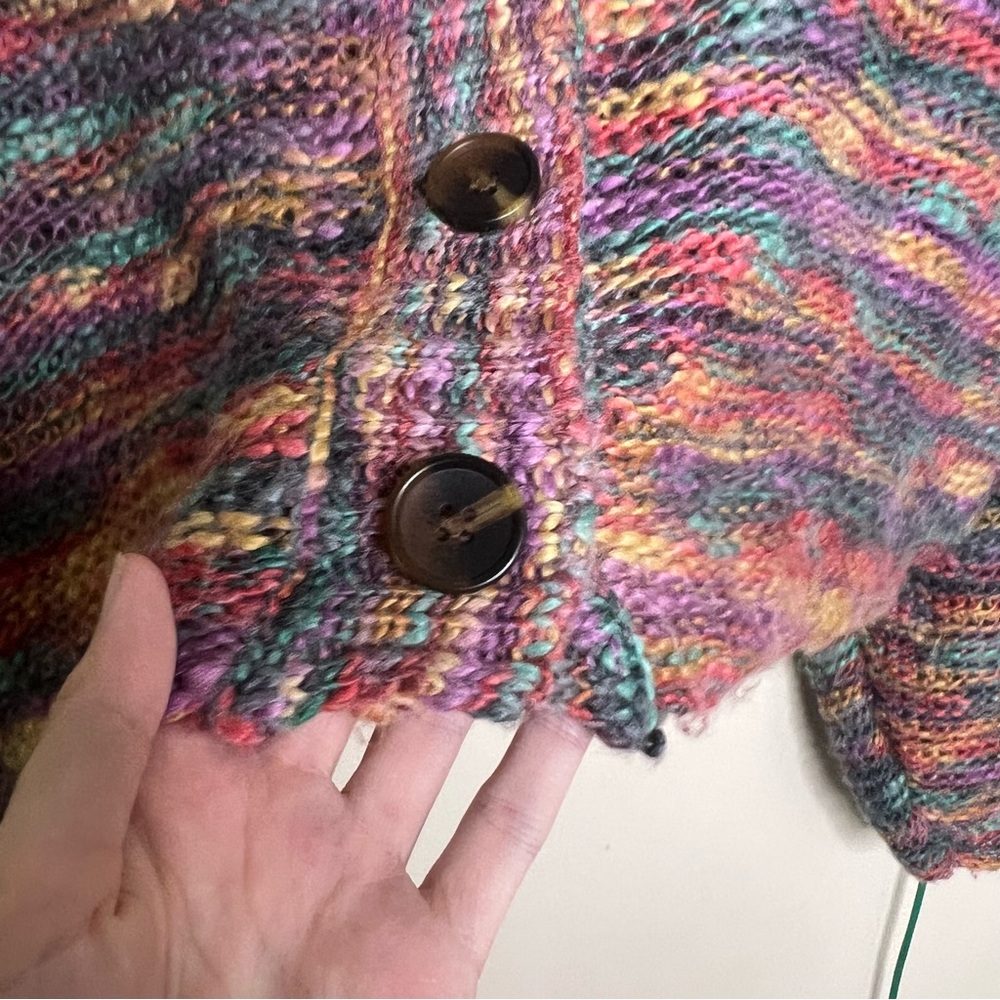 Urban Outfitter’s BDG Multicolor Cropped Button Down Cardigan M Knit Rainbow - Picture 5 of 9